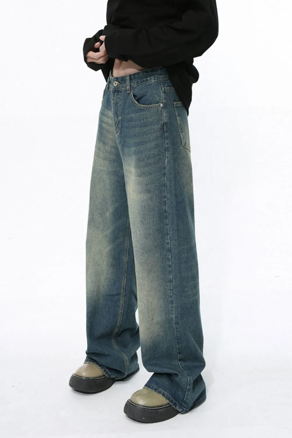 Men's Wide Leg Jeans with Pockets, image 2