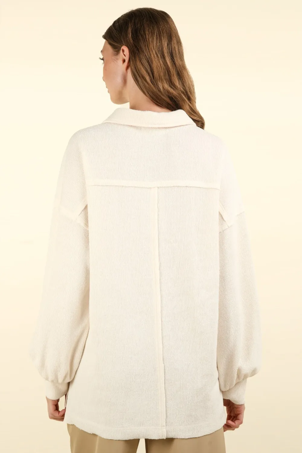 Collared Half Button Knit Top with Pockets, image 2