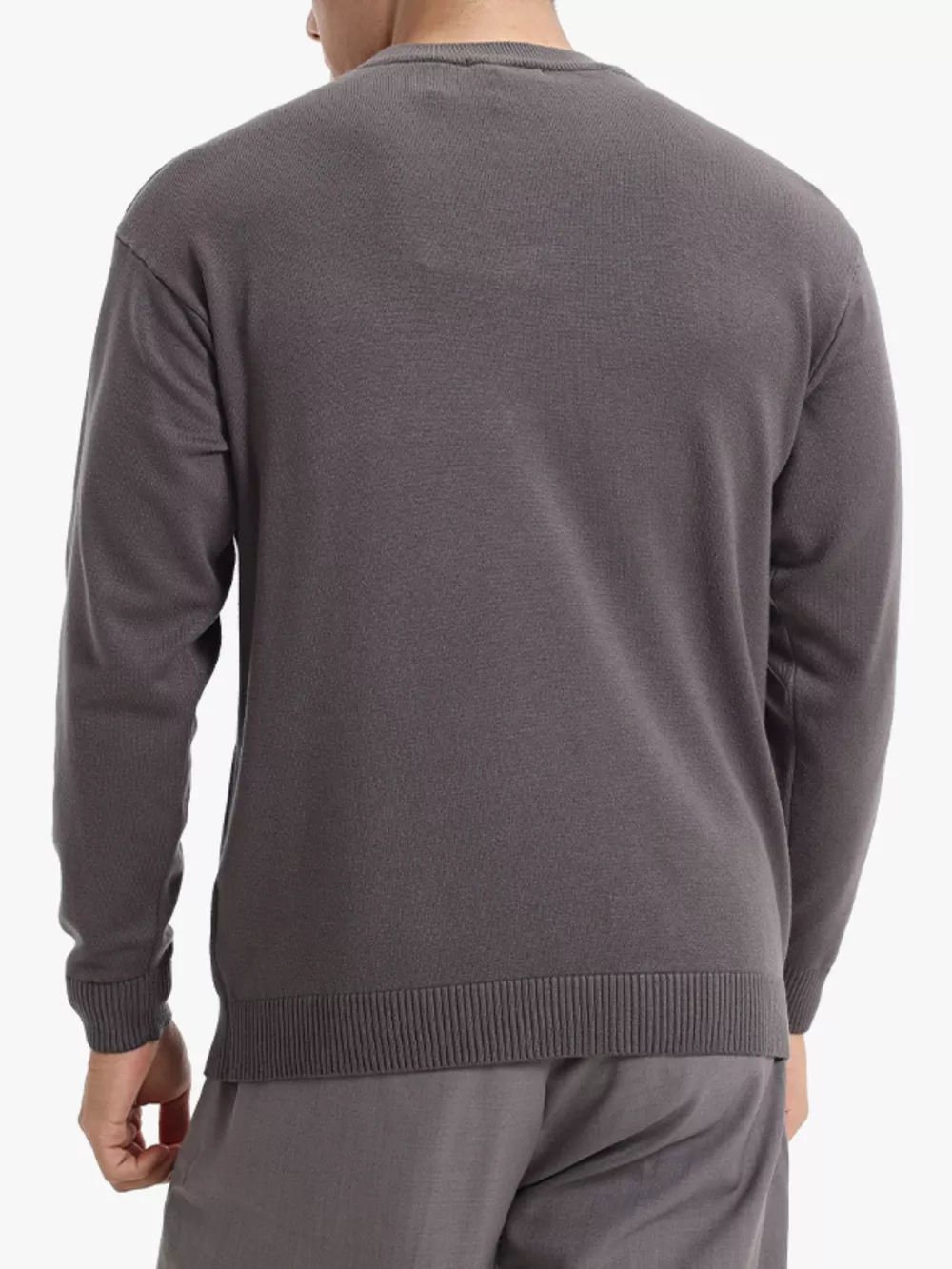 Men's Minimalist Crew Neck Sweater with Ribbed Cuffs, image 11