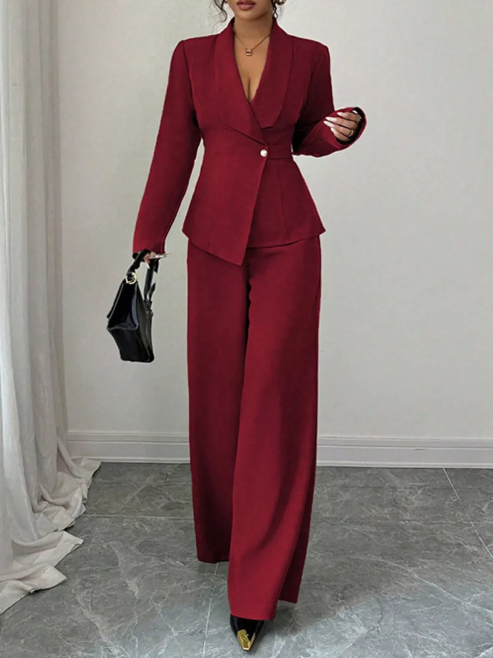One Button Blazer and Pants Set, image 18