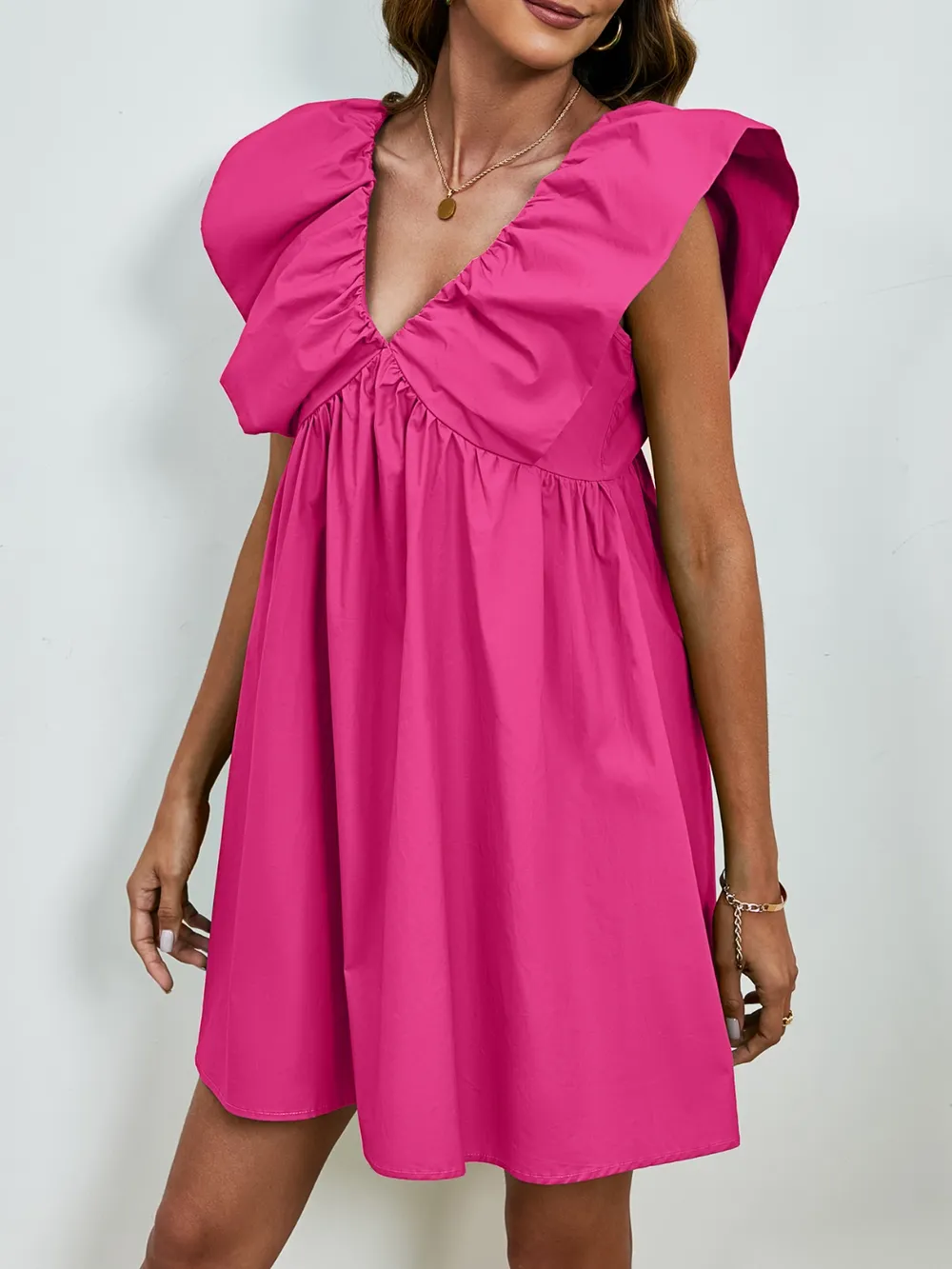 V-Neck Cap Sleeve Mini Dress, image 9