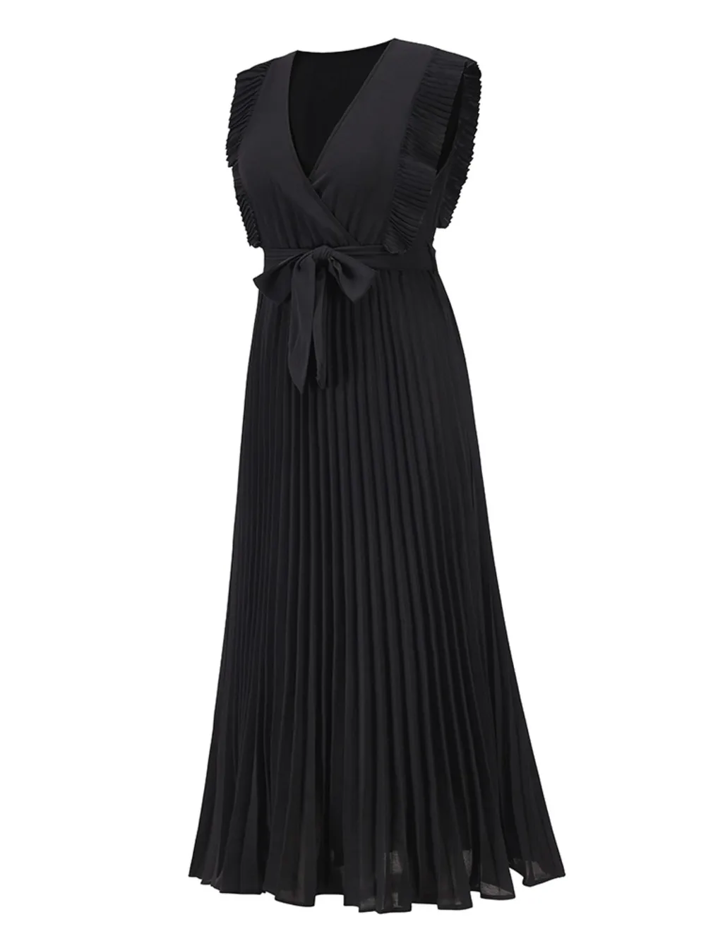 Tied Surplice Cap Sleeve Pleated Dress, image 15