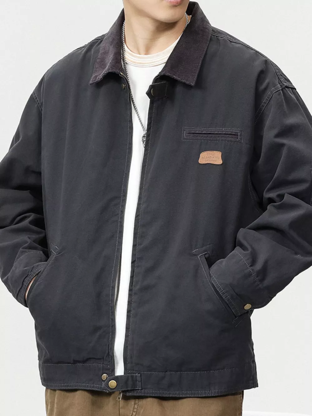Men's Full Size Zip UP Long Sleeve Jacket Plus Size, image 4