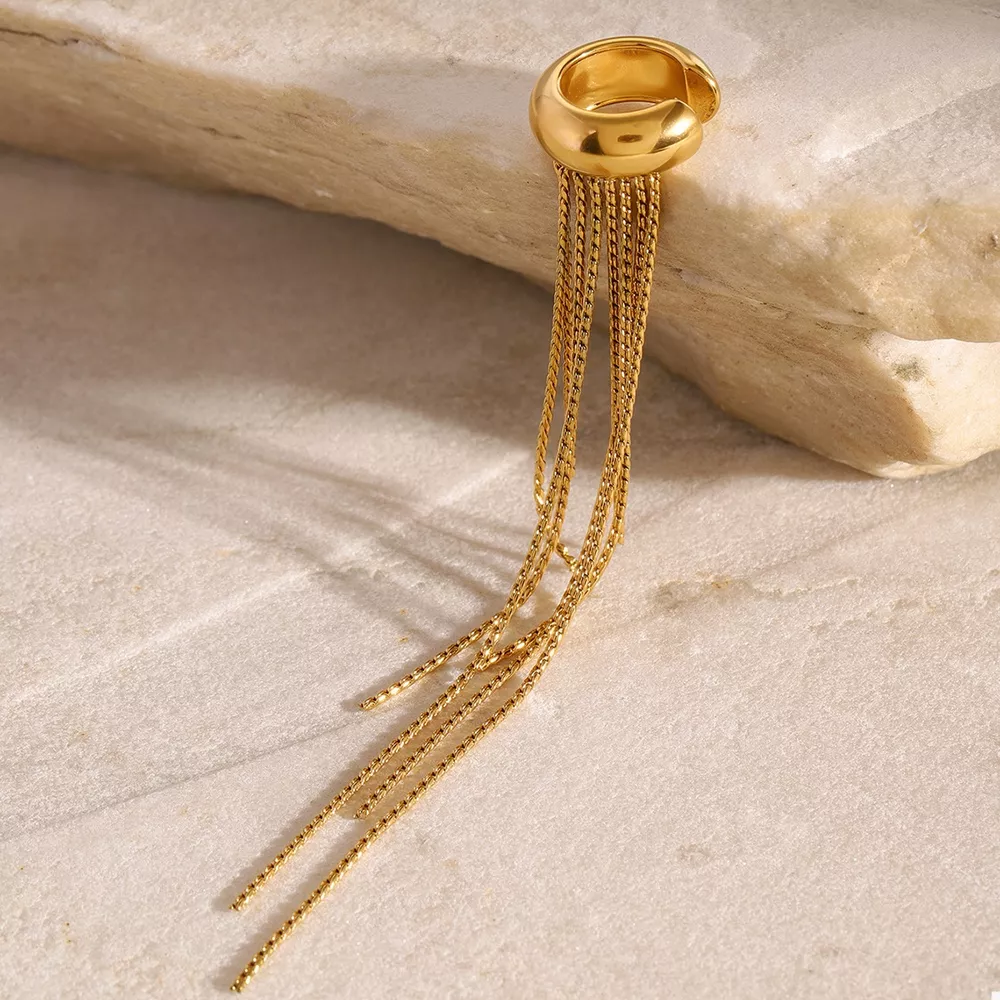 18K Gold-Plated Chain Fringe Earrings, image 5