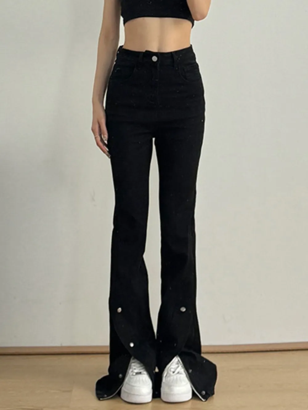 High-Waisted Slit Flare Jeans, image 2