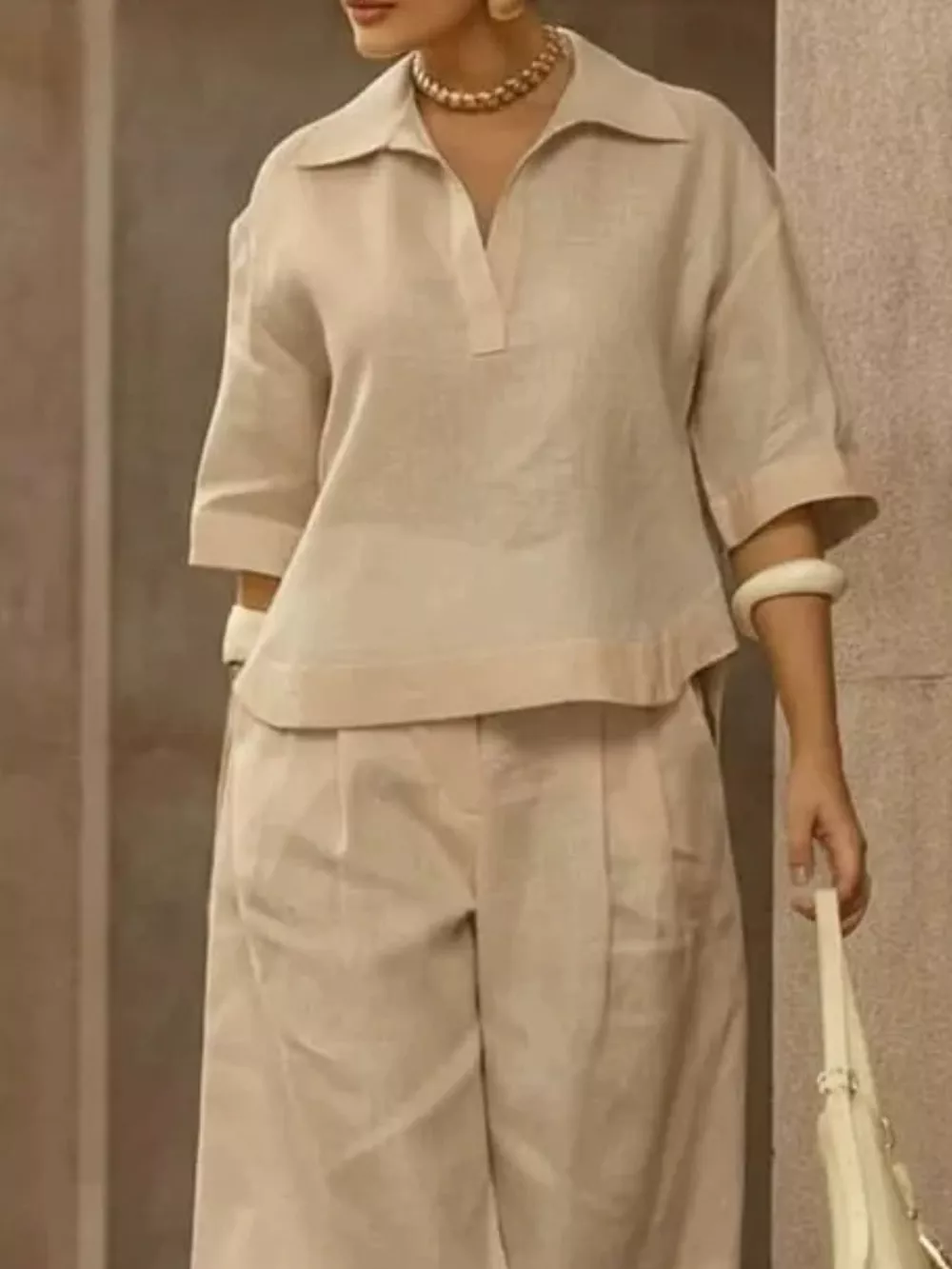 Full Size 3/4 Sleeve Top and Wide Leg Pants Set Plus Size, image 6