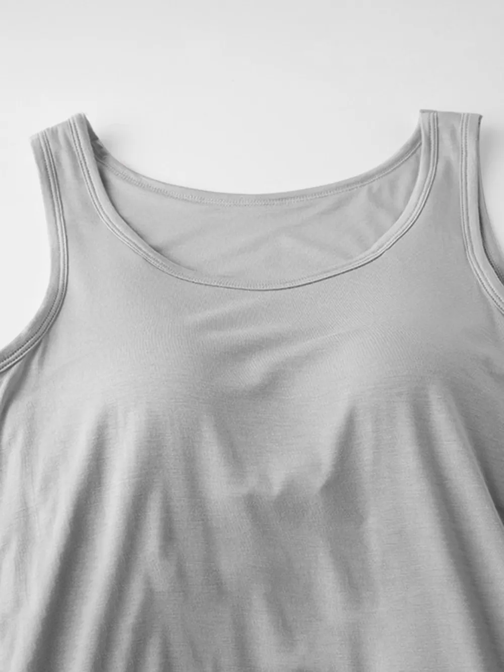 Round Neck Wide Strap Mini Tank Dress with Bra, image 13