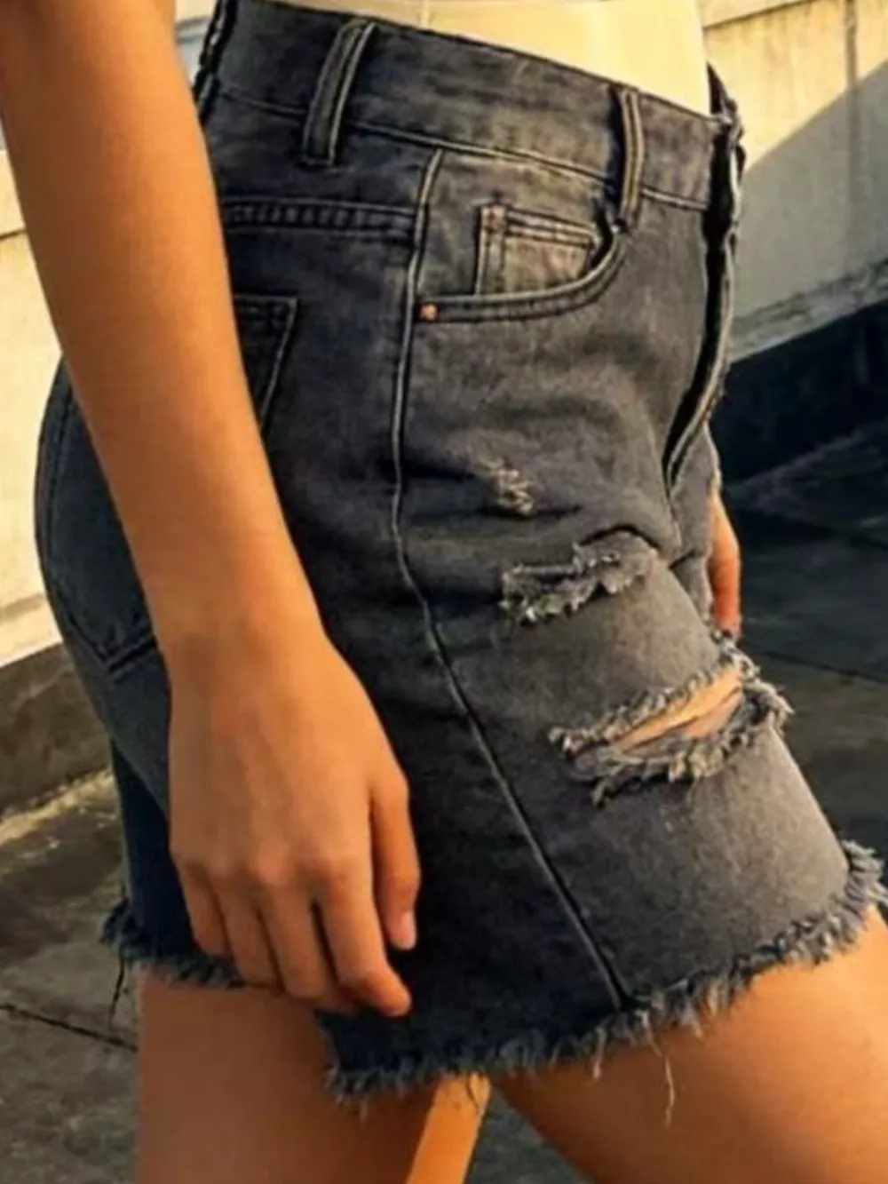 Full Size Ripped Frayed Hem Denim Shorts Plus Size, image 9