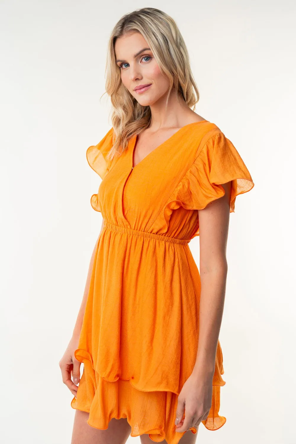 Full Size Short Sleeve Woven Layered Dress, image 4