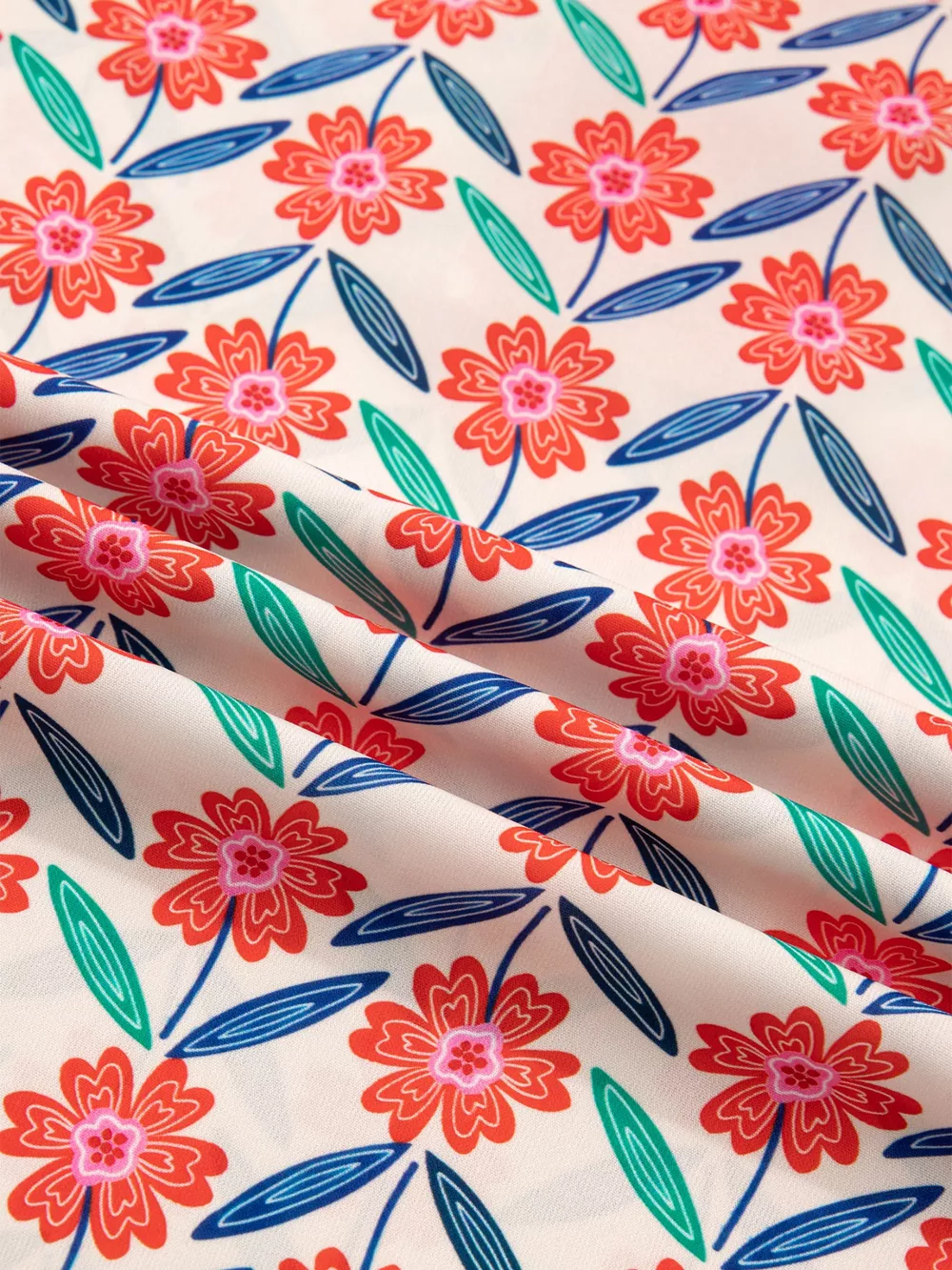 Floral Print Striped Detail V Neck Ruffled Short Sleeve Blouse, image 3