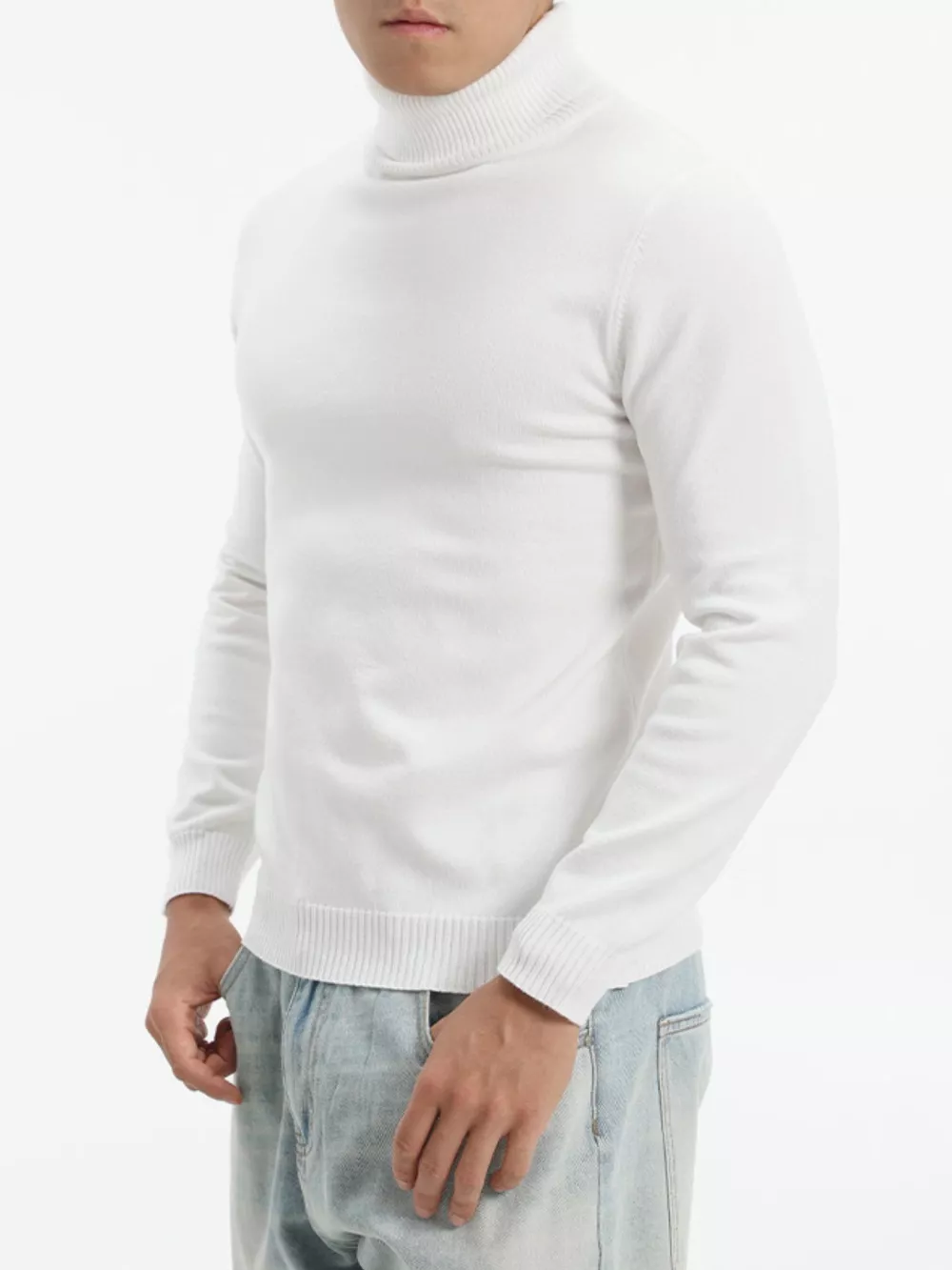 Men's Plus Size Turtleneck Long Sleeve Sweater, image 2