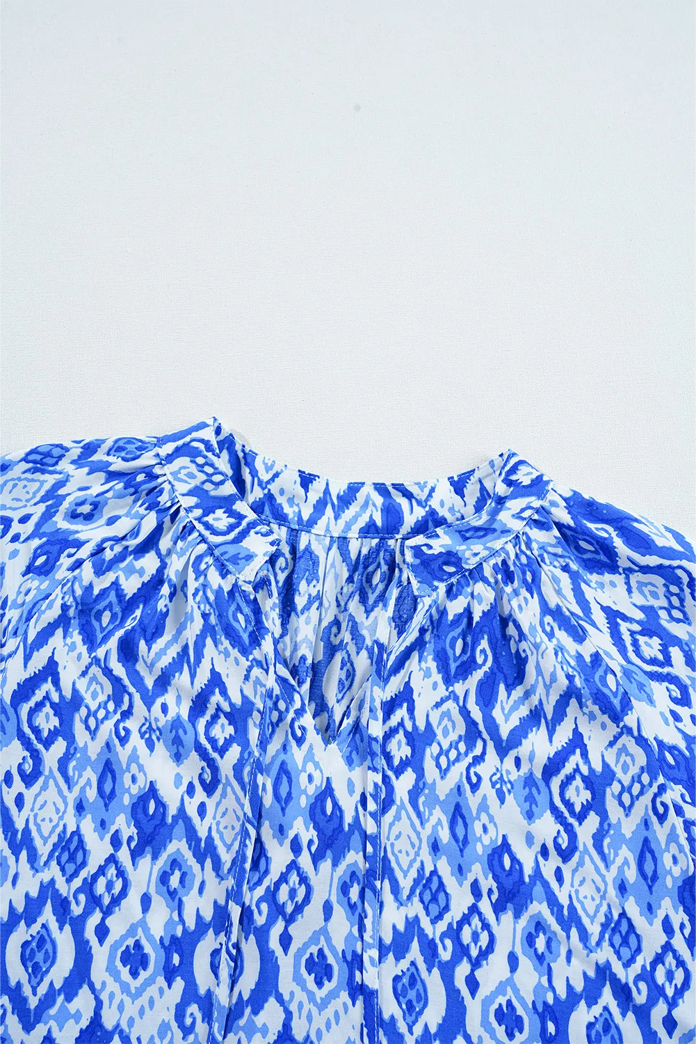 Printed Tie Neck Three-Quarter Sleeve Blouse, image 4
