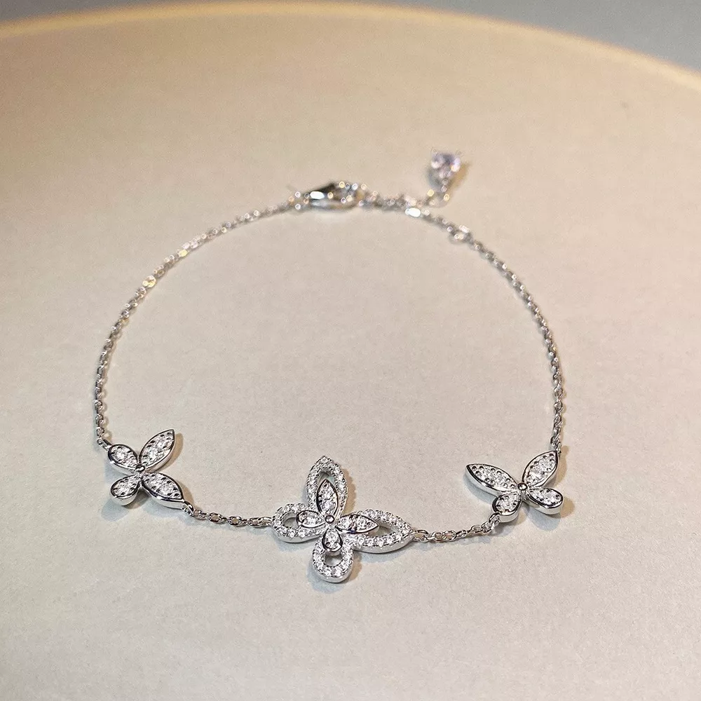 925 Sterling Silver Chain Butterfly Bracelet, image 4