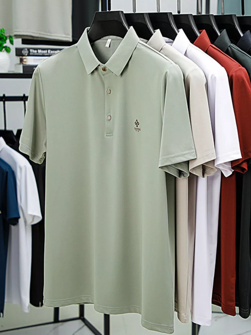 Men's Plus Size Button Detail Short Sleeve Polo, image 12