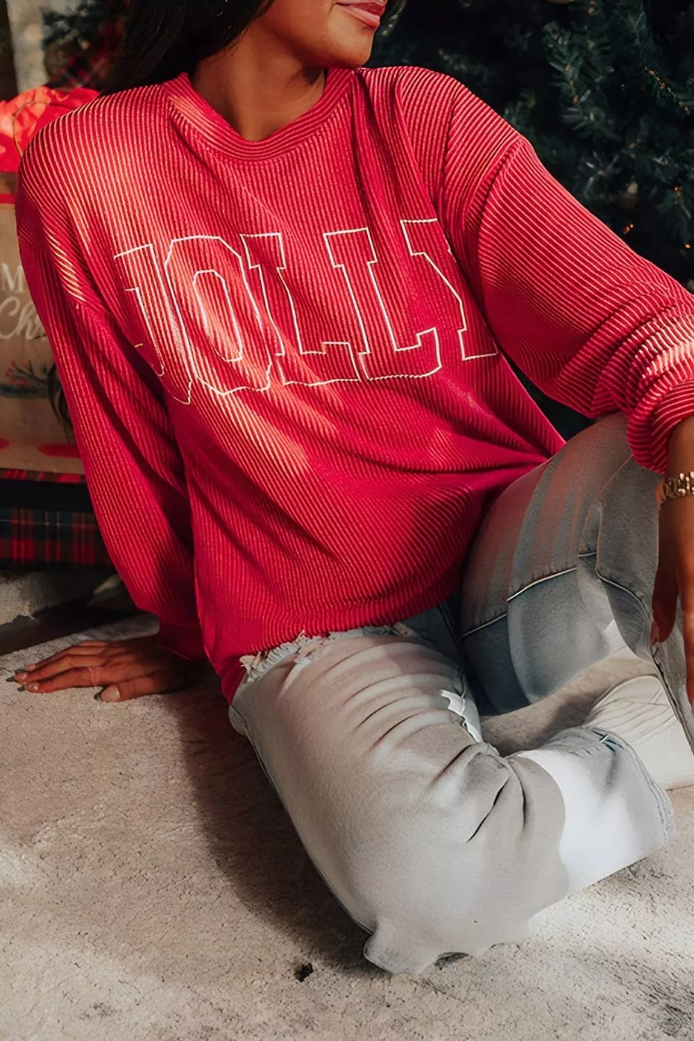 JOLLY Textured Christmas Sweatshirt