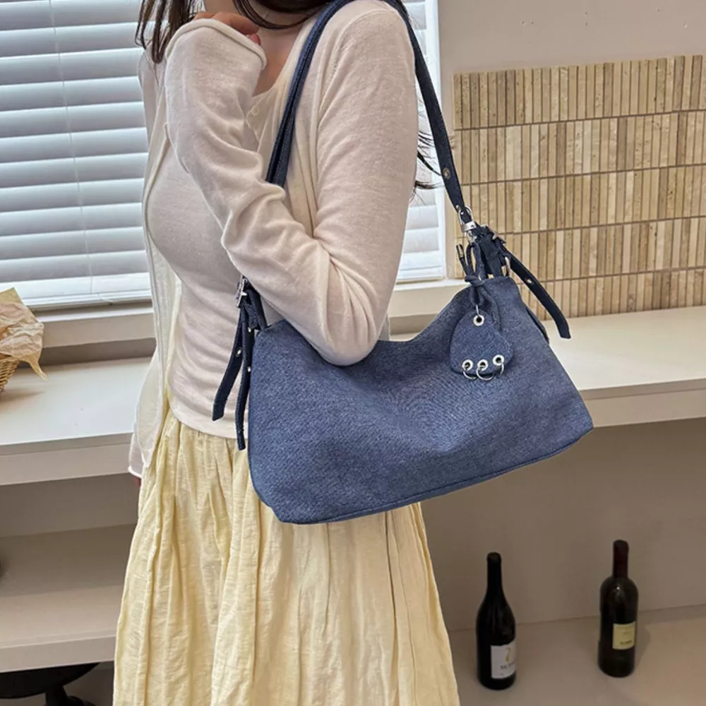 Adjustable Strap Denim Shoulder Bag, image 9