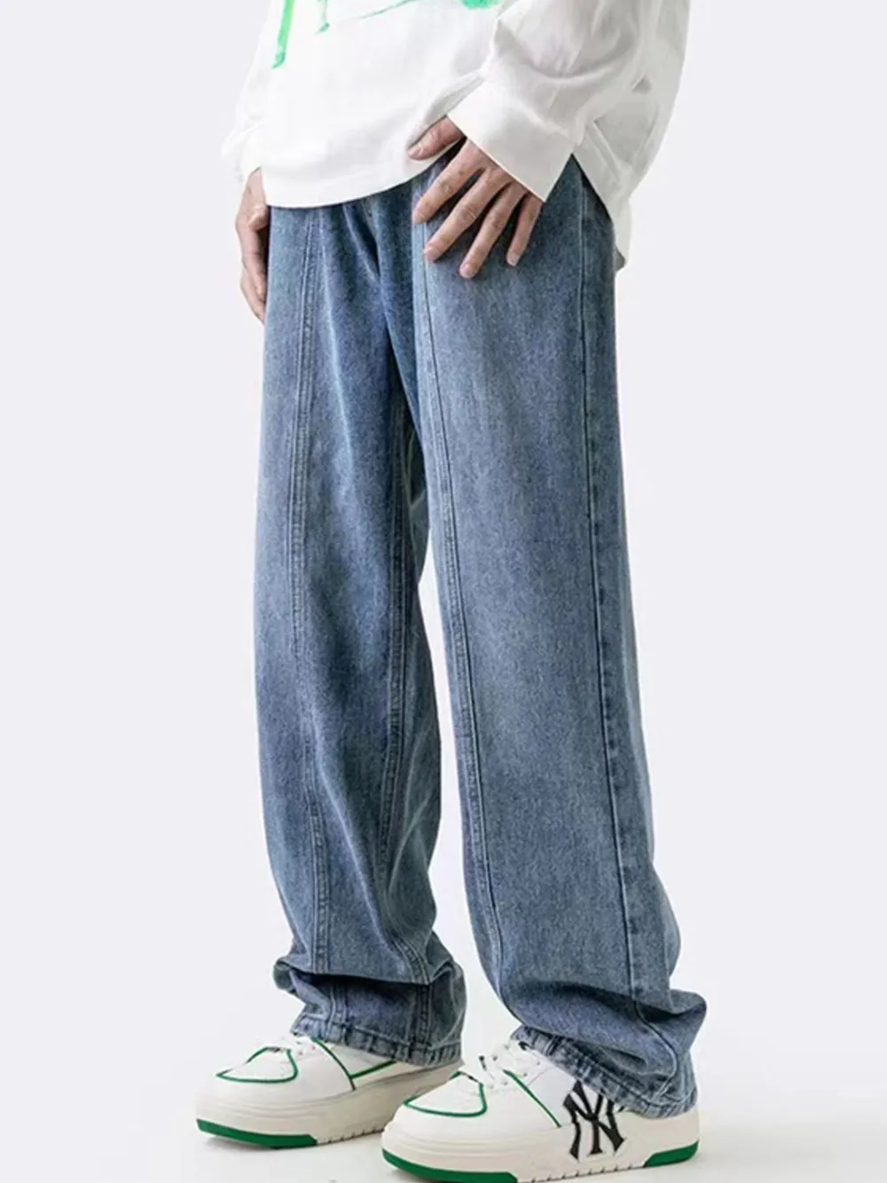 Men's Plus Size Wide Leg Relaxed Fit Jeans, image 4