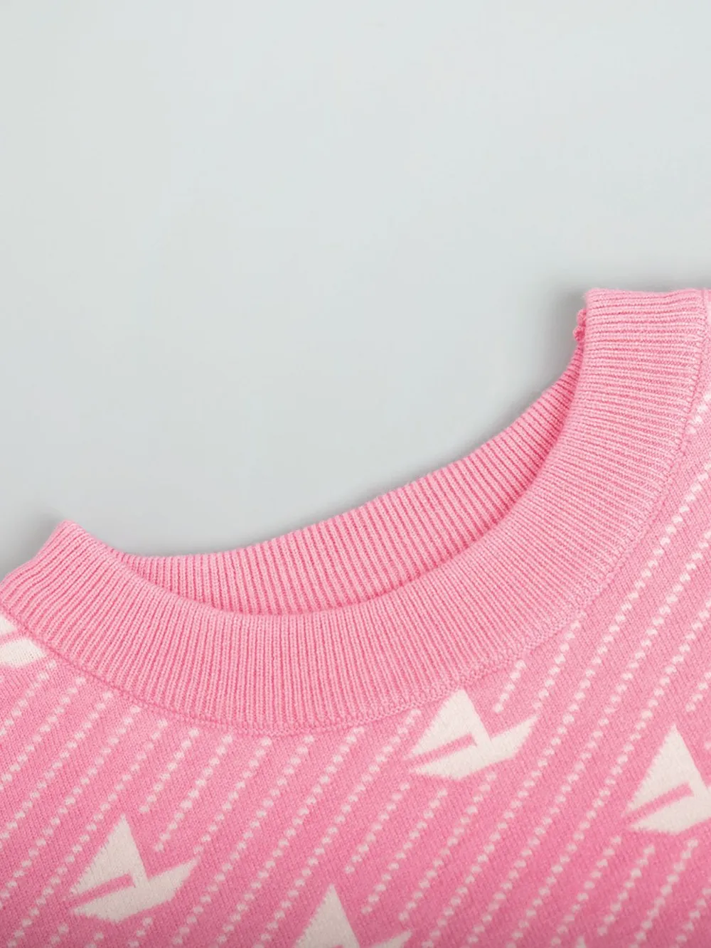 Contrast Round Neck Long Sleeve Sweater, image 8