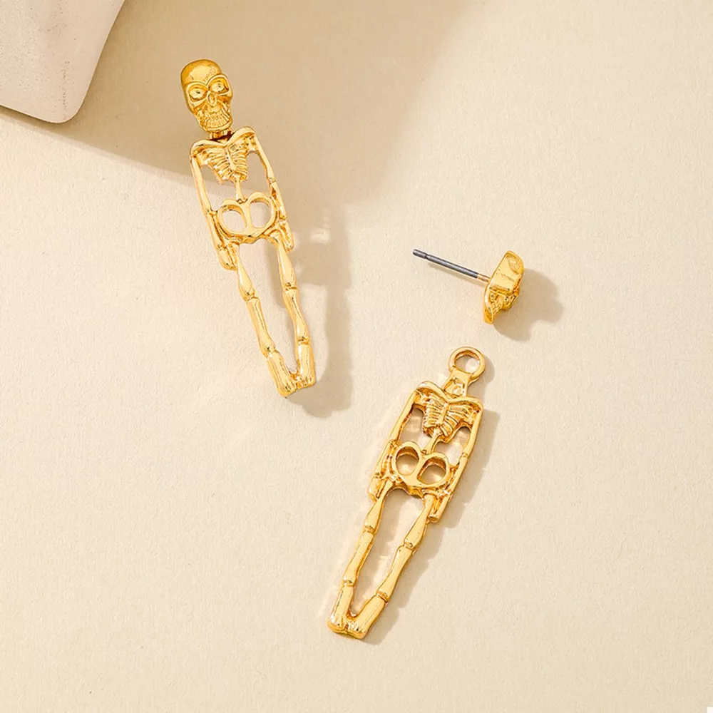 Halloween 18K Gold-Plated Skeleton Earrings, image 3