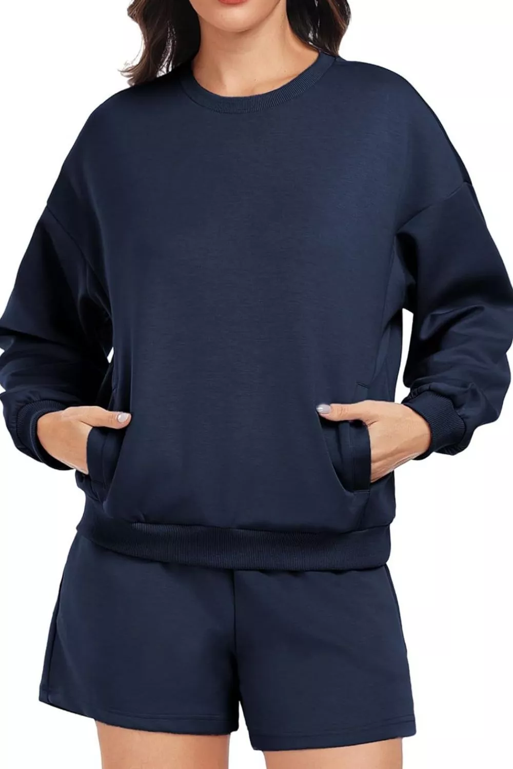 Round Neck Sweatshirt and Shorts Set, image 13