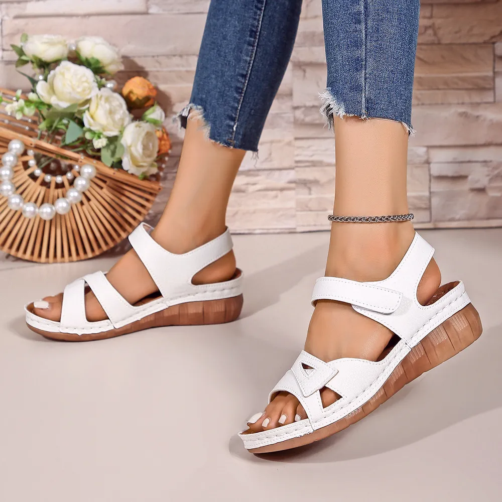 Cutout Wedge Sandals with Ankle Strap, image 7