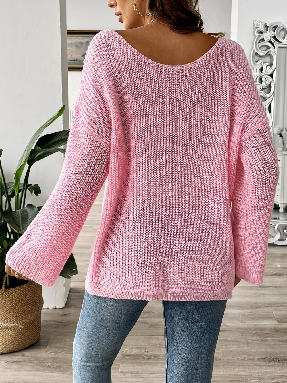 Bow Boat Neck Long Sleeve Sweater, image 5