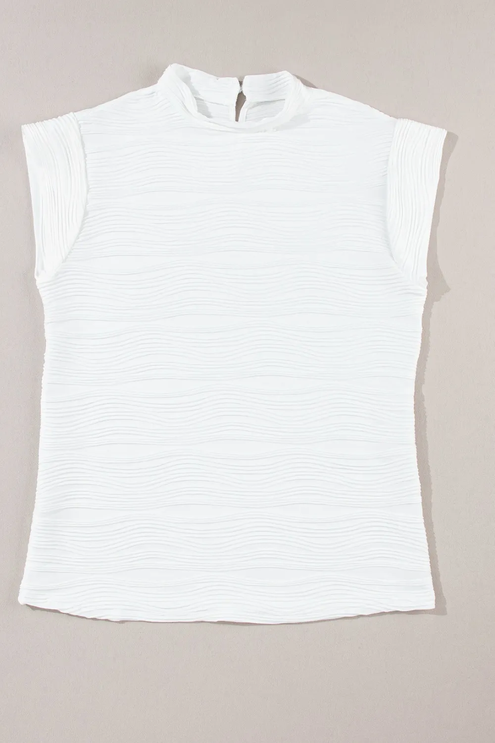Textured Mock Neck Cap Sleeve Top, image 6