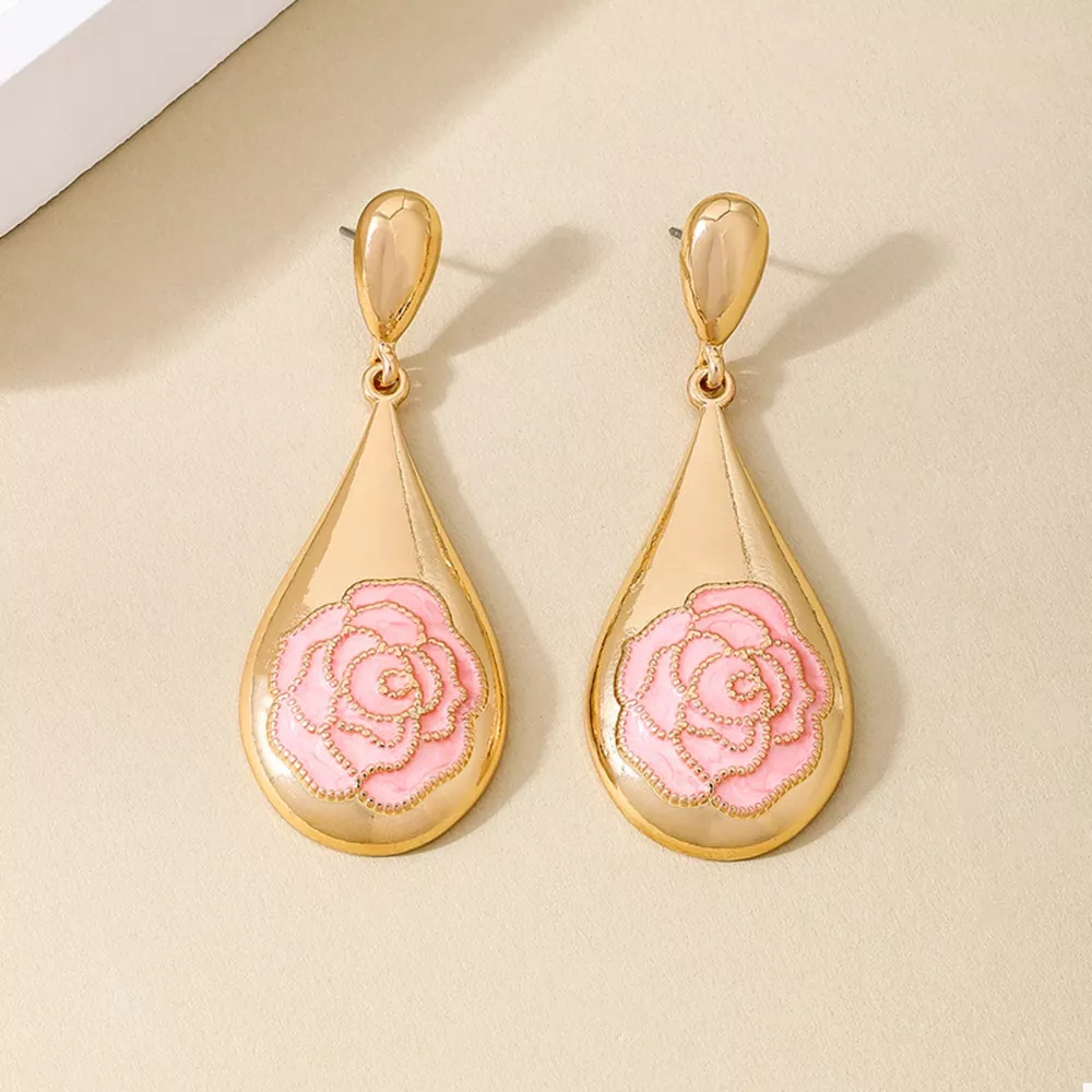 18K Gold-Plated Flower Teardrop Earrings, image 5