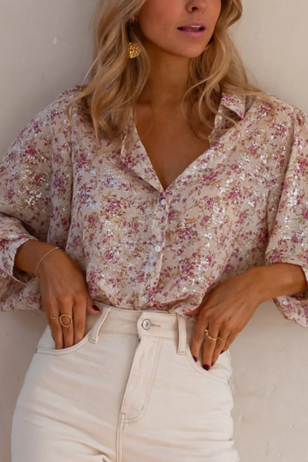 Printed Collared Neck Long Sleeve Shirt, image 13