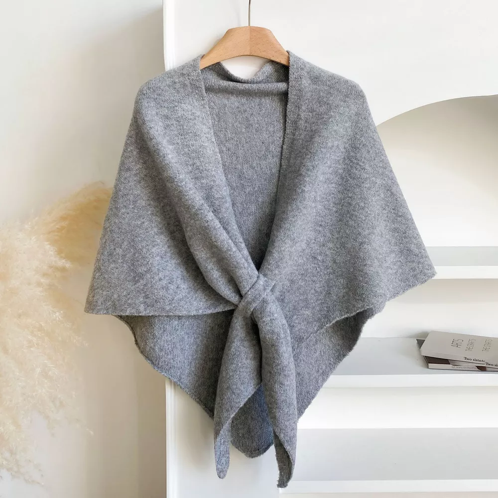 Knitted Solid Color Scarf Shawl, image 5