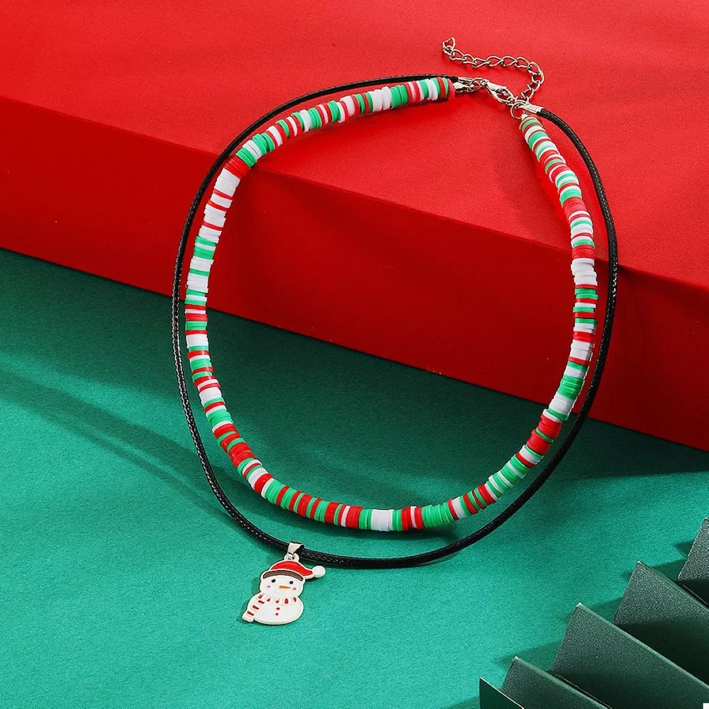 PU Leather Cord Necklace with Christmas Santa Pendant, image 3