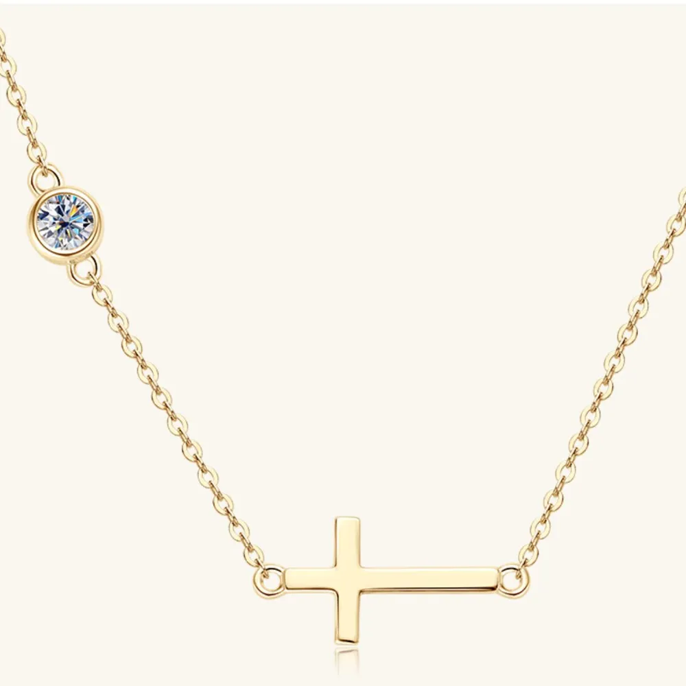 Cross 925 Sterling Silver Moissanite Necklace, image 9