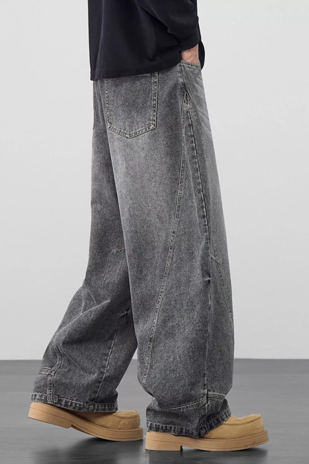 Men's Plus Size Vintage Washed Wide Leg Jeans, image 3