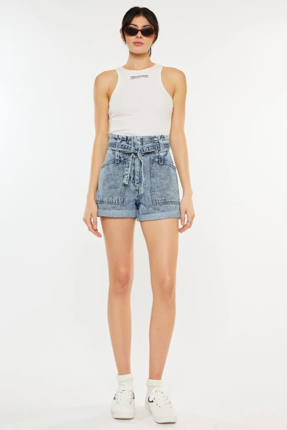 Ultra High Rise Paperbag Denim Shorts, image 5