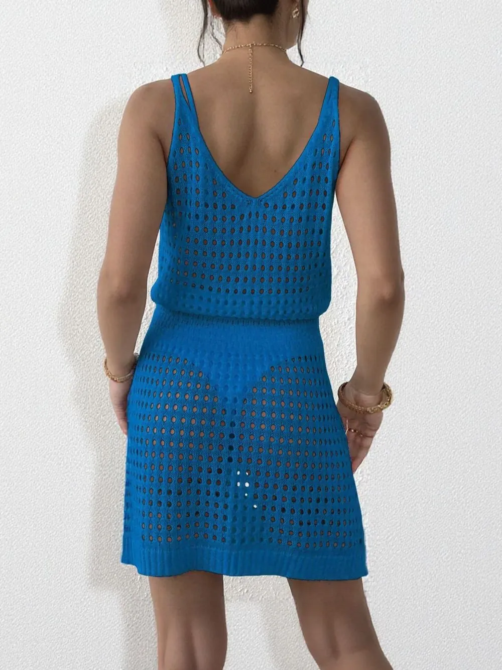Openwork Sleeveless Knit Cover Up Dress, image 15