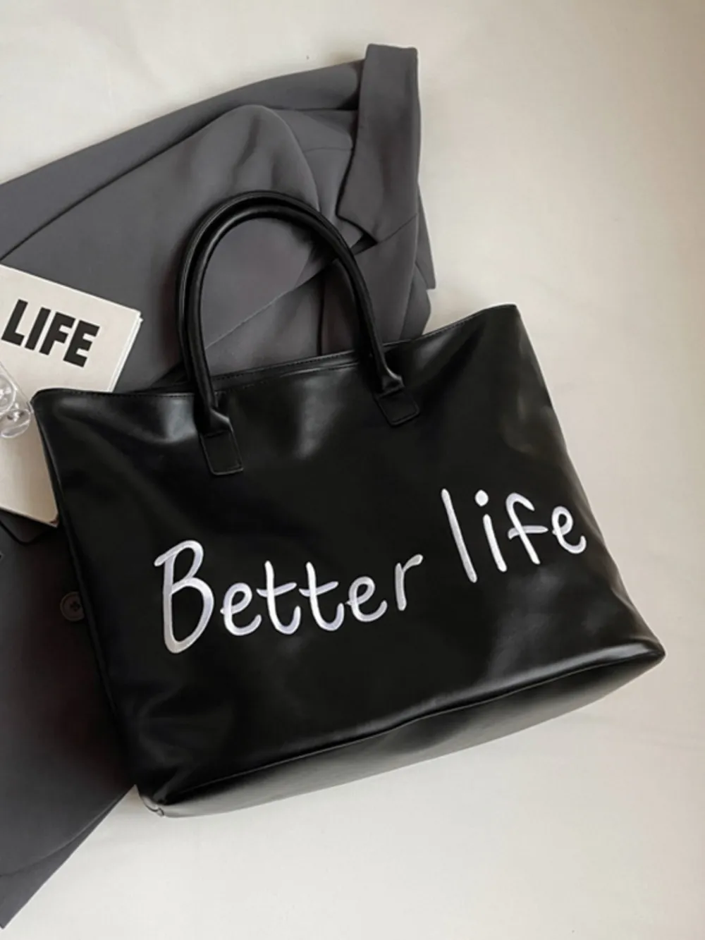 BETTER LIFE PU Leather Tote Bag, image 10