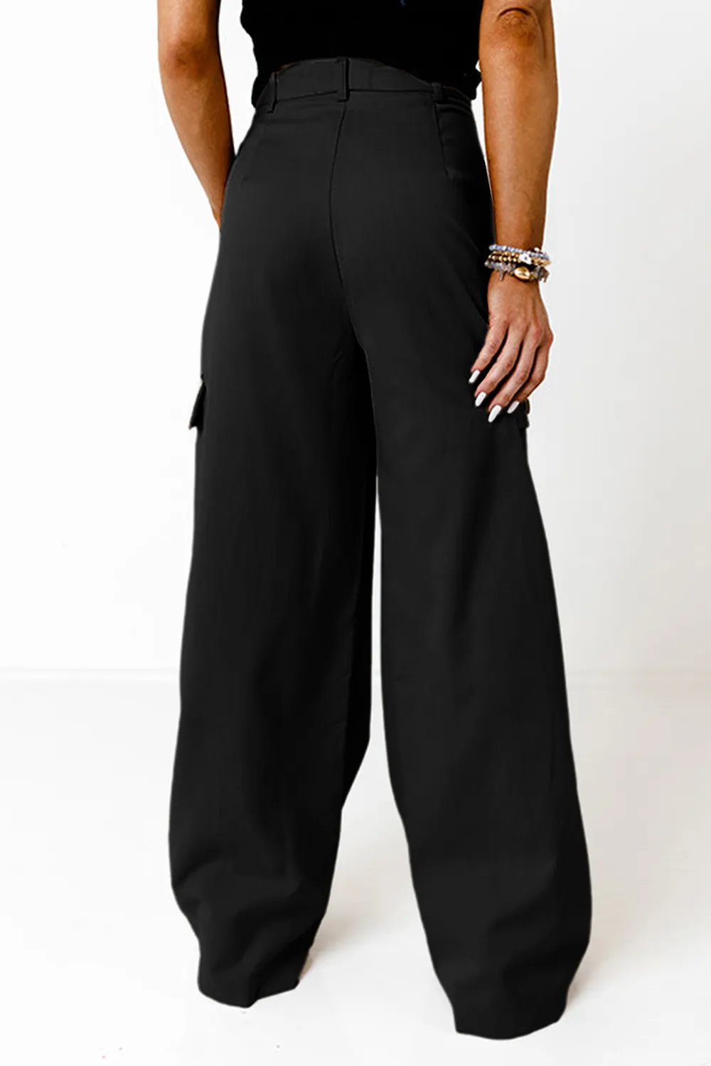 Ruched Wide Leg Pants with Pockets, image 6