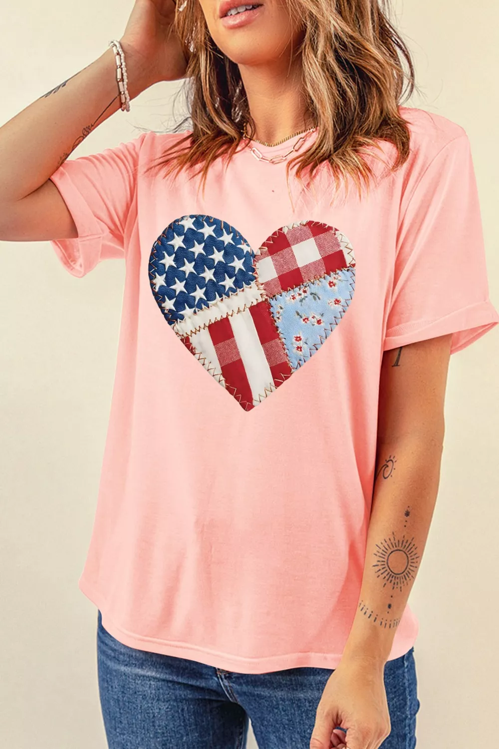 Patriotic Heart Round Neck Tee, image 6