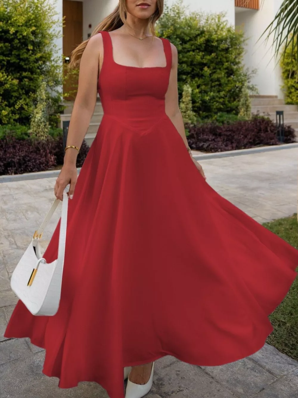 Square Neck Wide Strap A-Line Dress, image 10