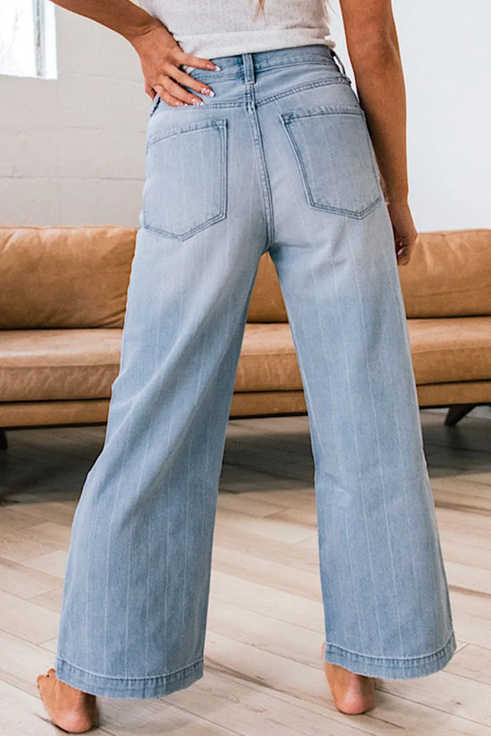 Wide Leg Button Fly Jeans, image 3