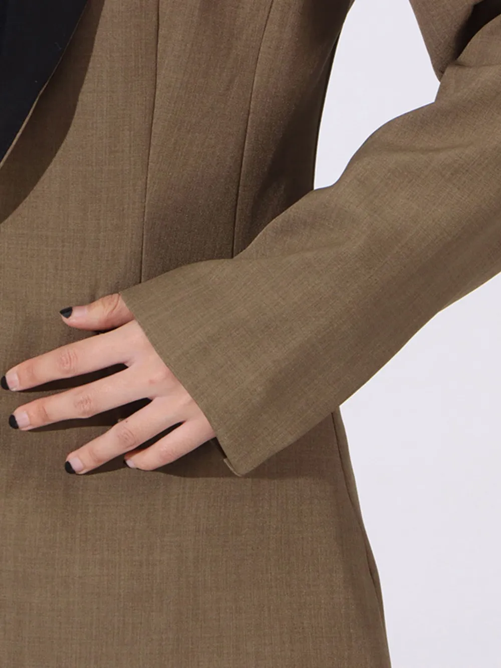 Contrast Lapel Collar Long Sleeve Blazer, image 9