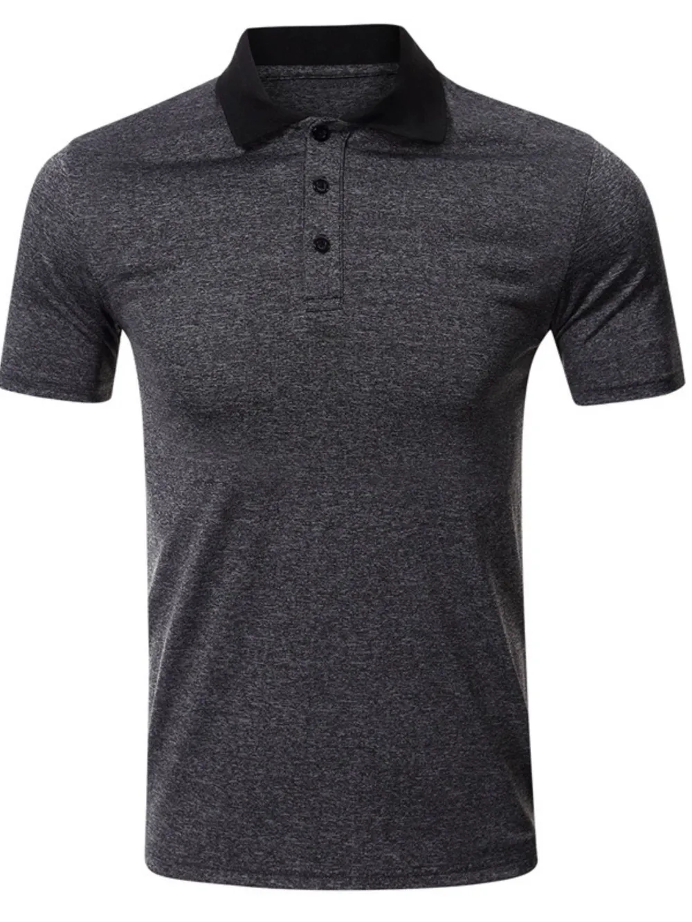 Men's Classic Heathered Polo Shirt with Contrast Collar, image 2