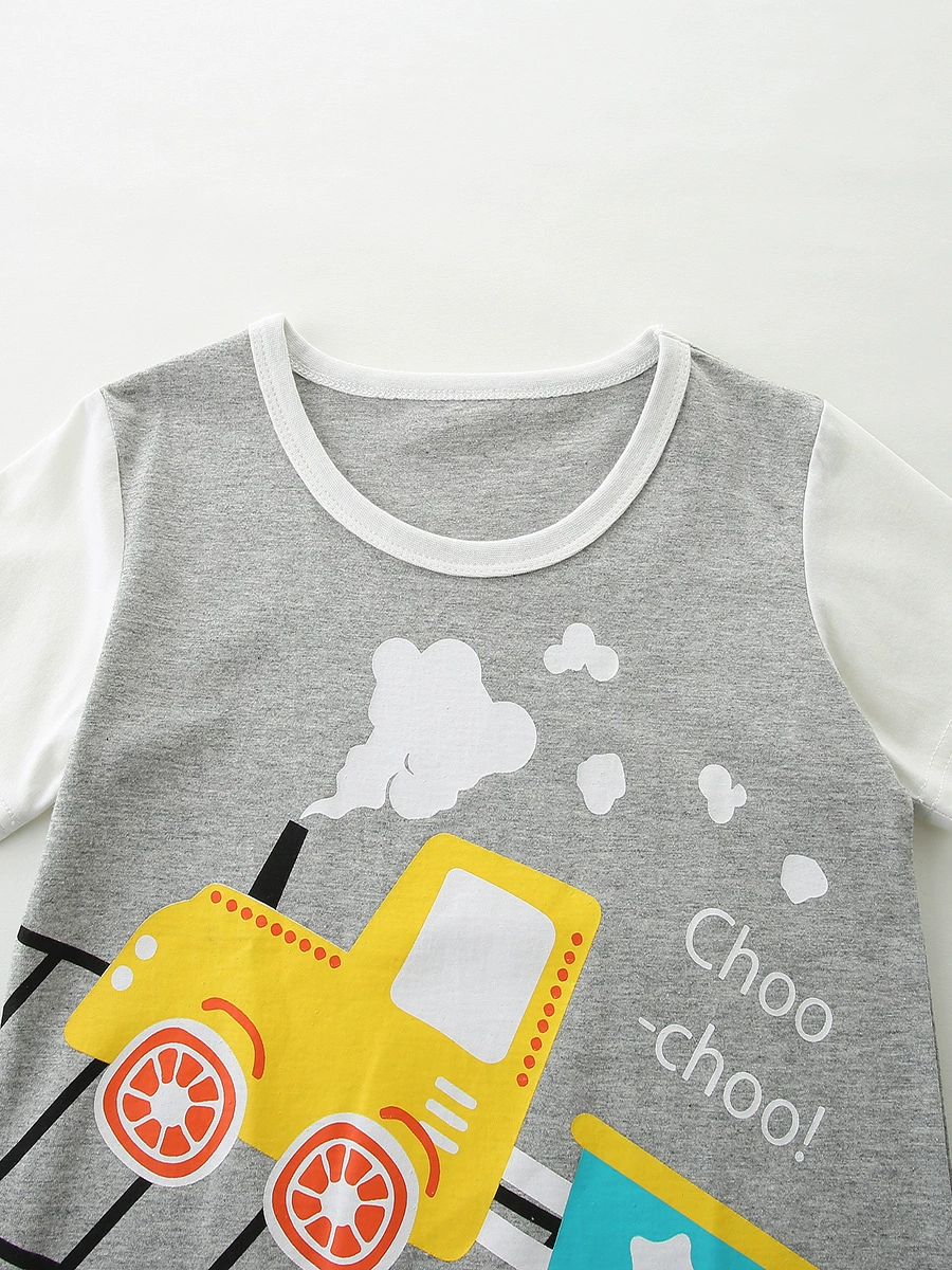 Children's Train Print Short Sleeve Tee and Shorts Set, image 3