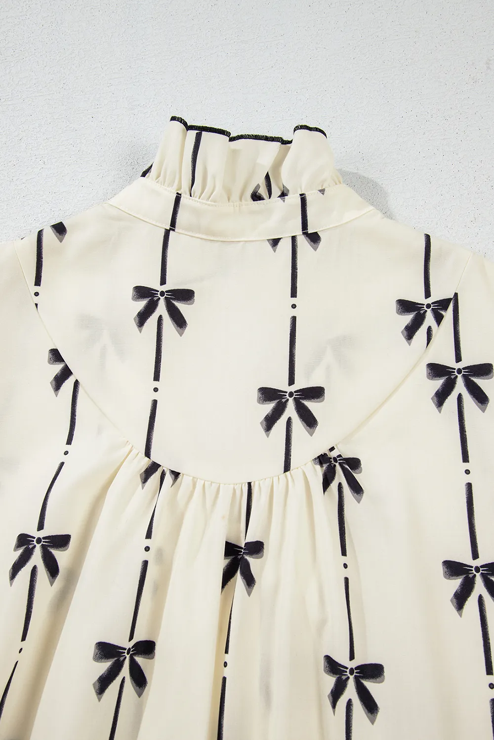 Frill Bow Print Notched Short Sleeve Mini Dress, image 3
