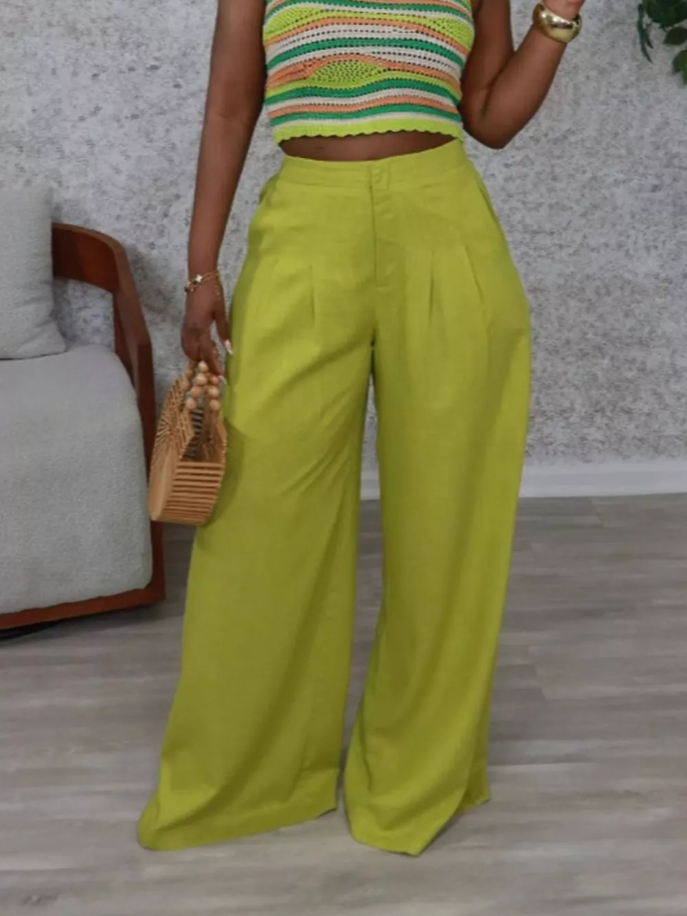 High Waist Wide Leg Flowy Pants, image 2