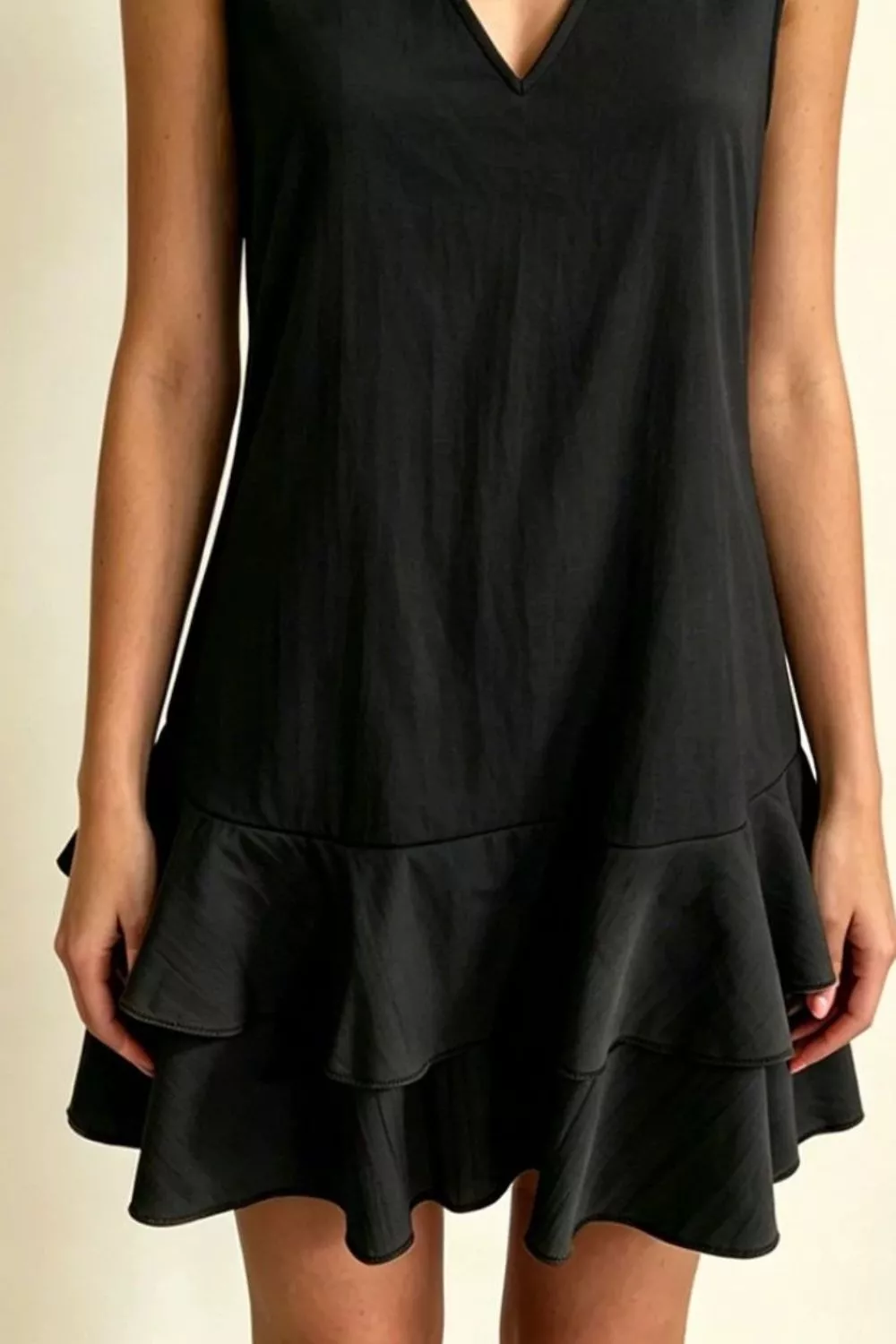 Full Size Sleeveless V-Neck Ruffle Hem Mini Dress Plus Size, image 12