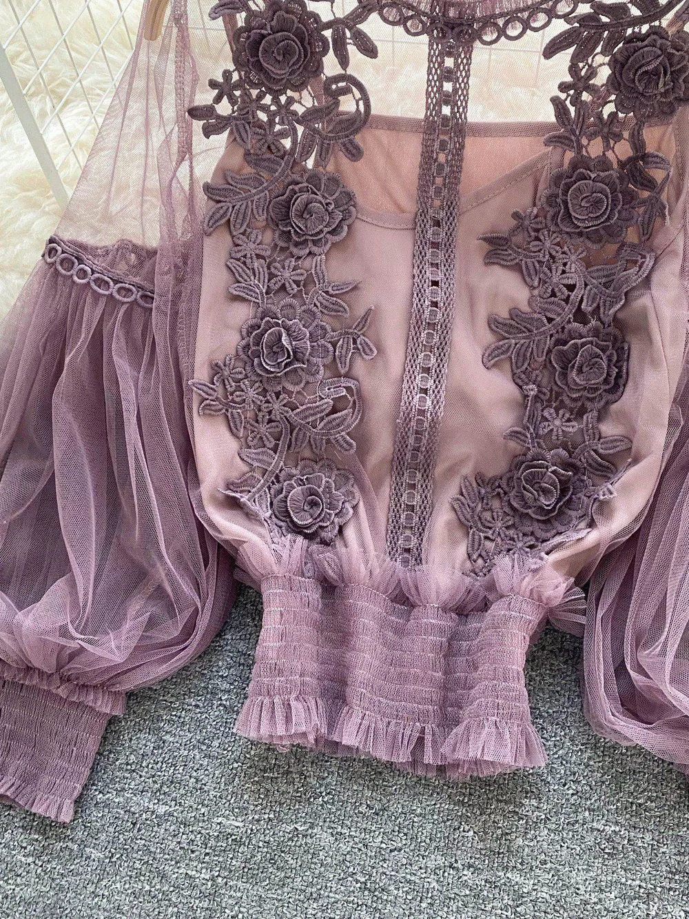 Floral Lace Blouse & Cami Set, image 16