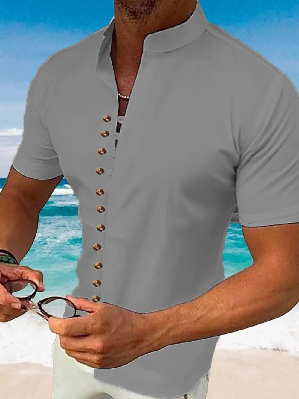 Men's Full Size Button Up Short Sleeve Shirt Plus Size, image 7