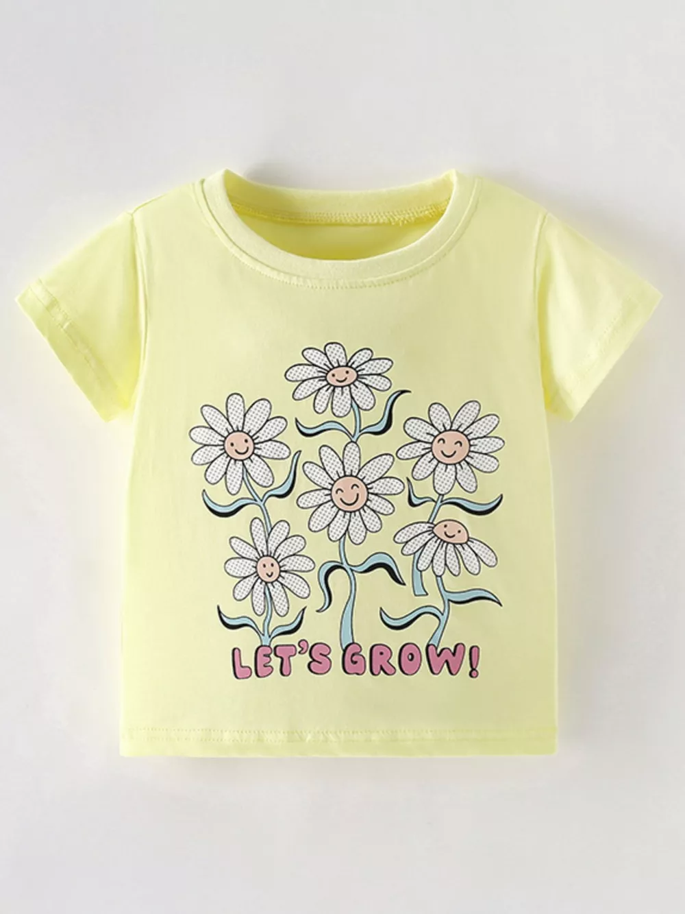 Children's Cute Daisy Print Graphic Sleeve T-Shirt