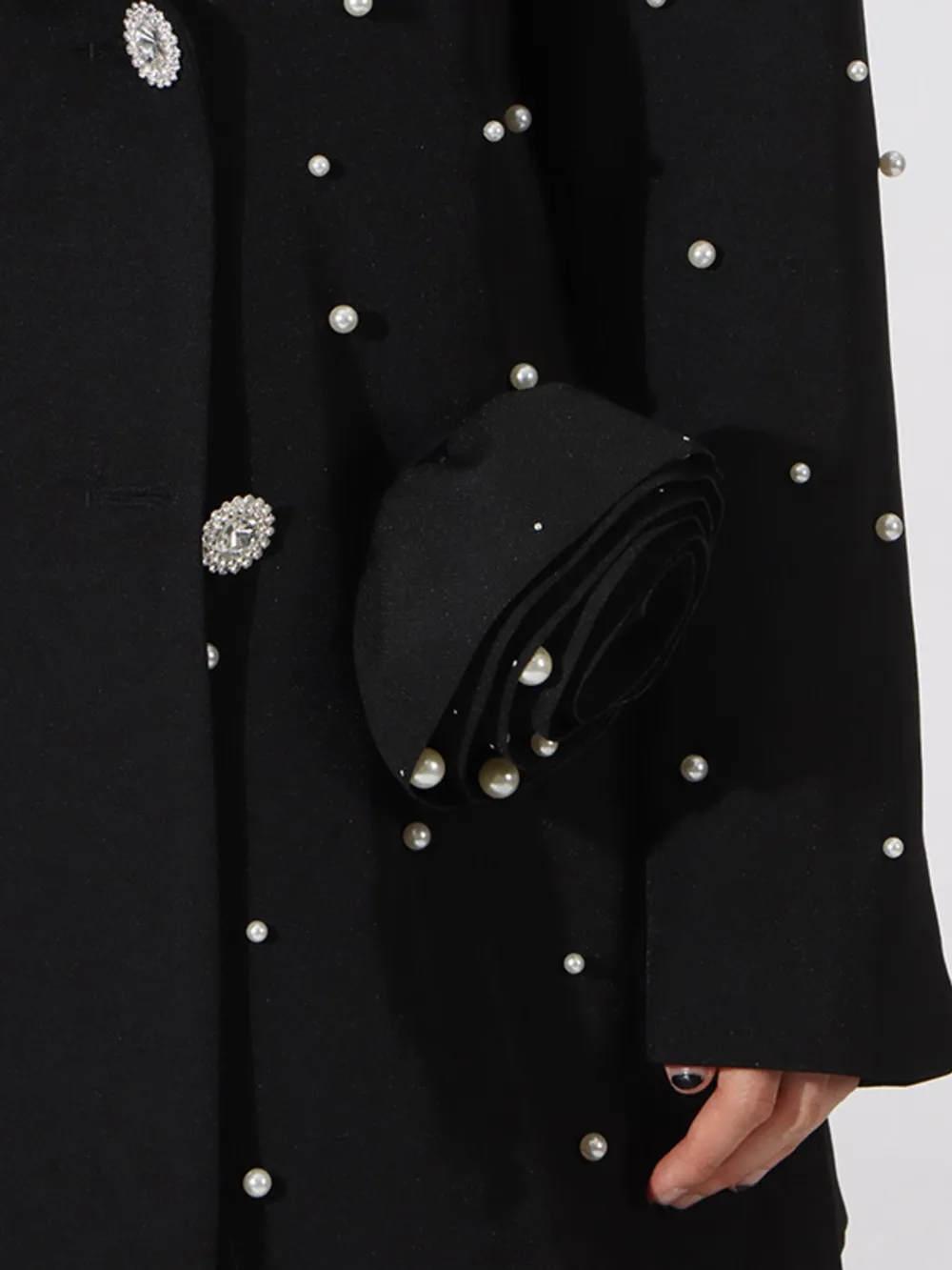 Pearl Embellished Double-Breasted Blazer, image 4